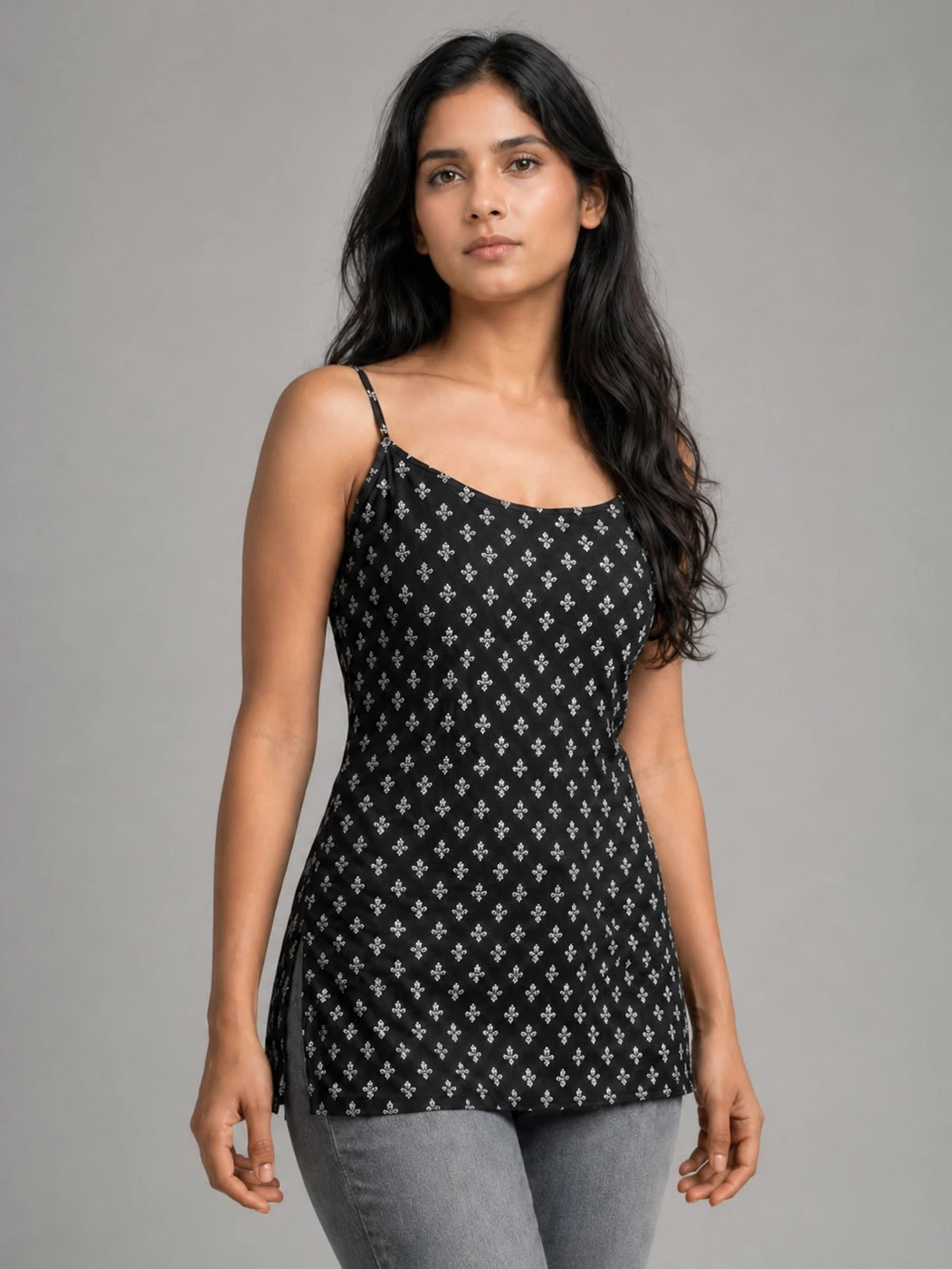 Women’s Black & White Printed Tunic Top for Casual Wear 2